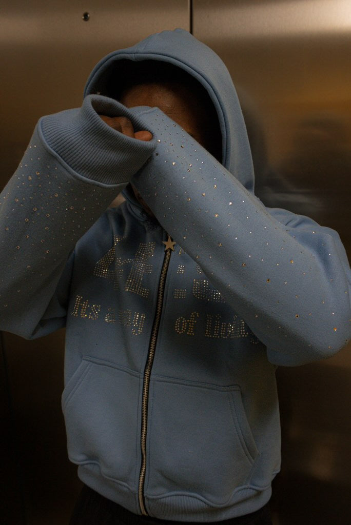 Light blue rhinestone hoodie