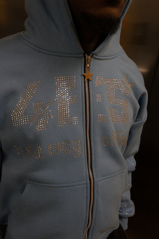 Light blue rhinestone hoodie