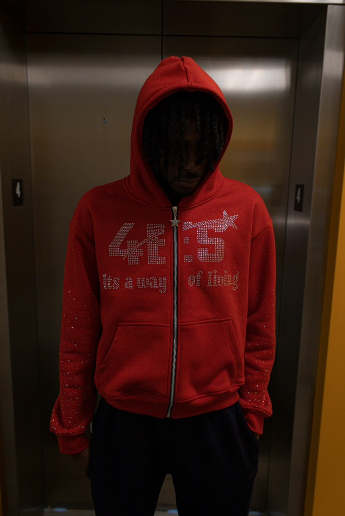Red rhinestone hoodie