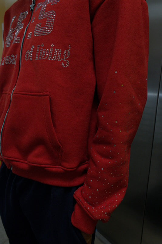 Red rhinestone hoodie