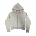 Girls Cropped Grey/Pink Global Stunt Hoodie