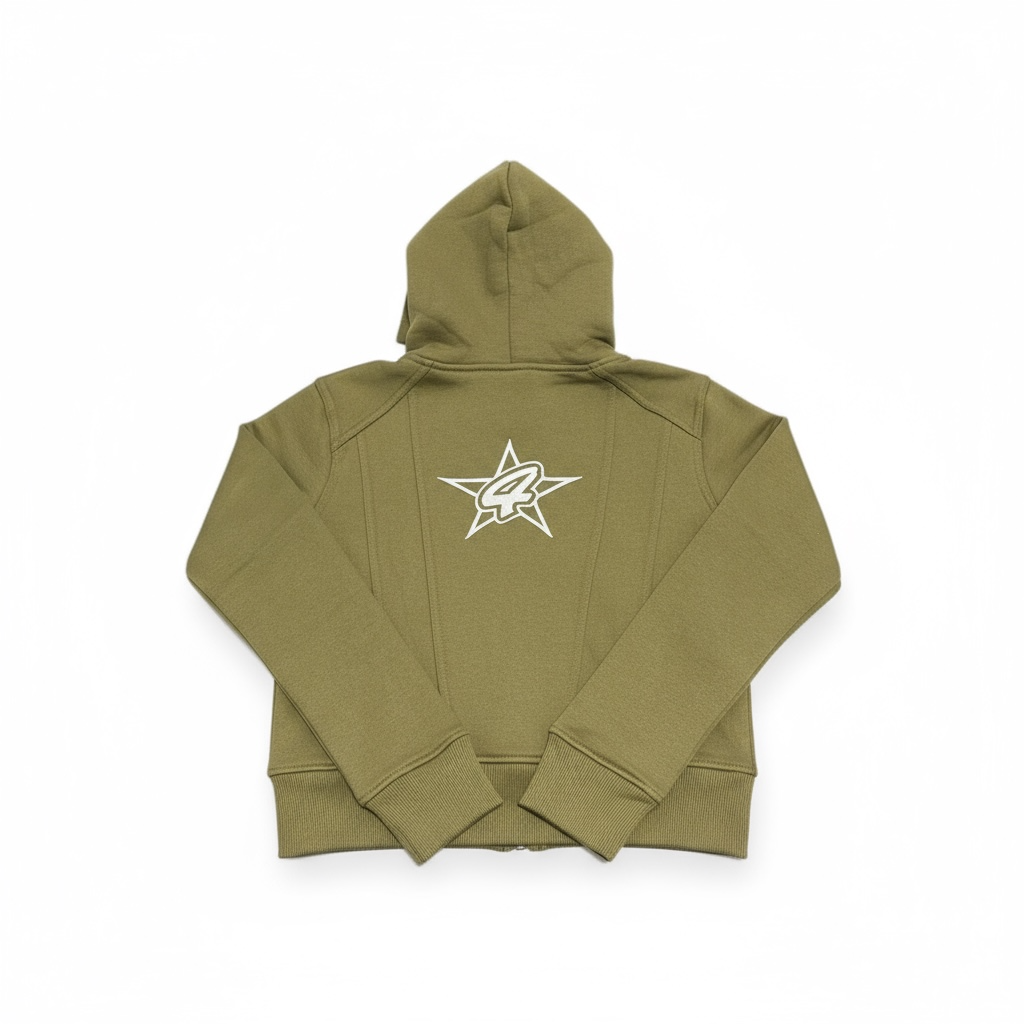 Girls Cropped Olive Green Global Stunt Hoodies