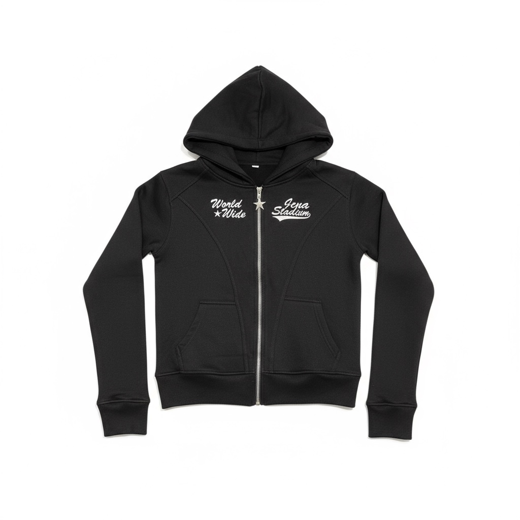 Girls Cropped Black Global Stunt Hoodie