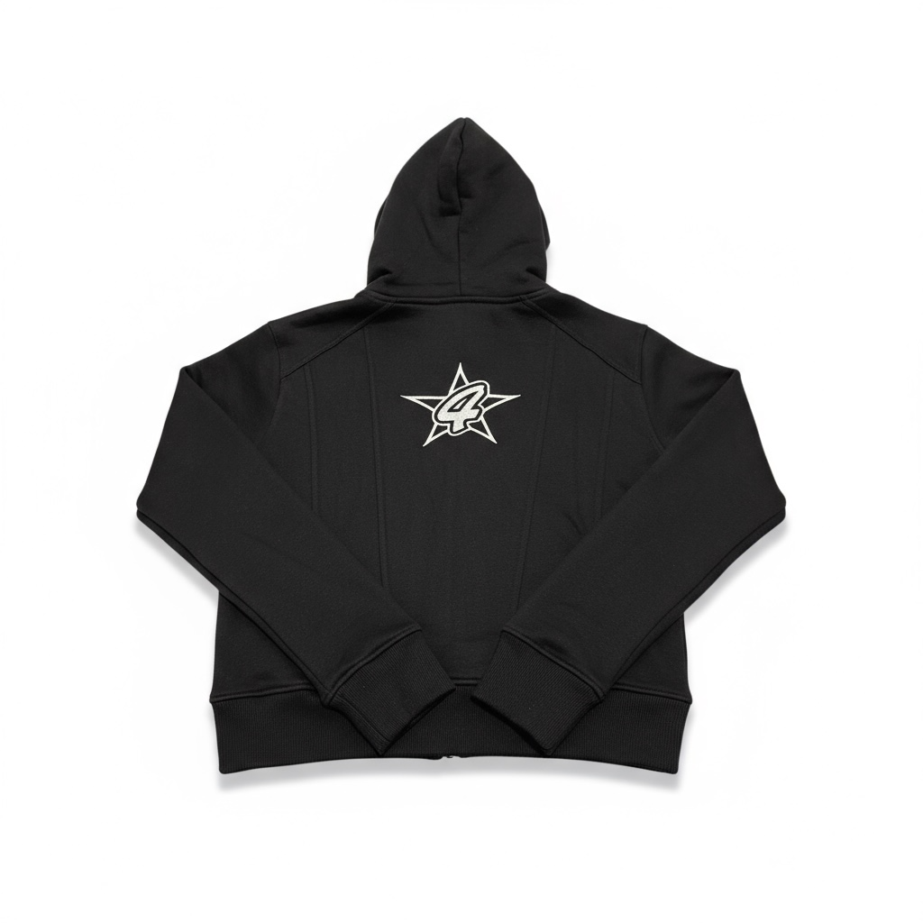 Girls Cropped Black Global Stunt Hoodie